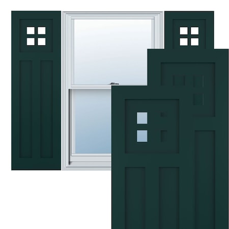 True Fit PVC San Antonio Mission Style Fixed Mount Shutters, Thermal Green, 15W X 40H